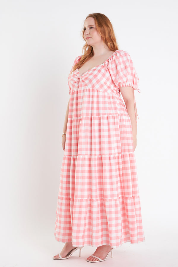 English Factory Knotted Gingham Dress PINK