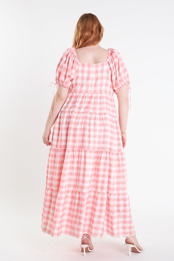English Factory Knotted Gingham Dress PINK