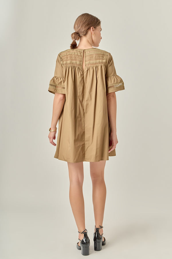 English Factory Lace Detail Mini Dress OLIVE