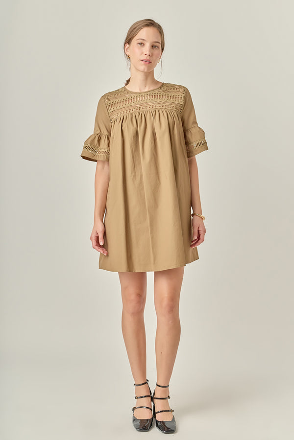 english factory Lace Detail Mini Dress OLIVE