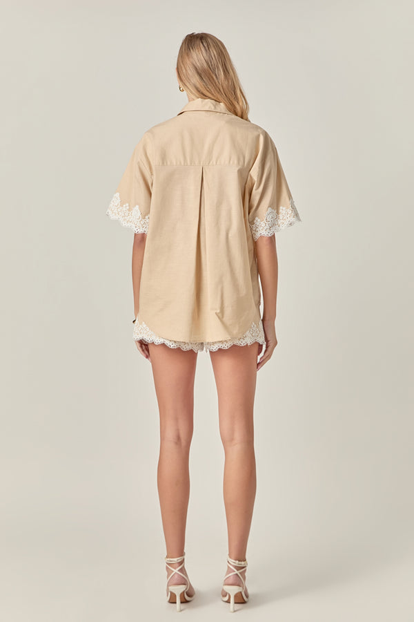 English Factory Lace Shorts BEIGE/WHITE