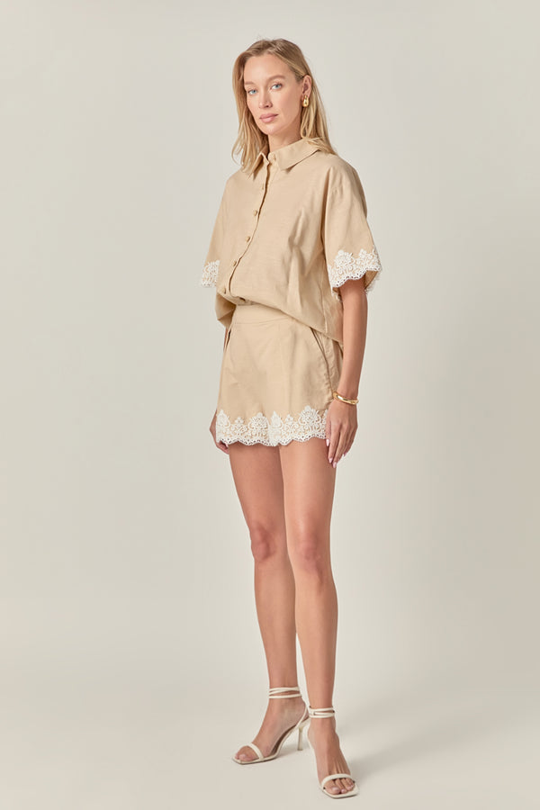 english factory Lace Shorts BEIGE/WHITE