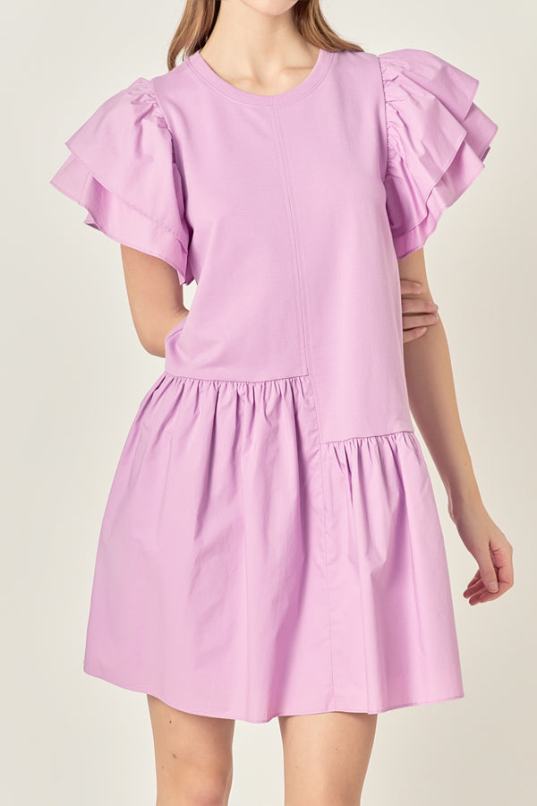 English Factory Layered Ruffles Mini Dress LILAC