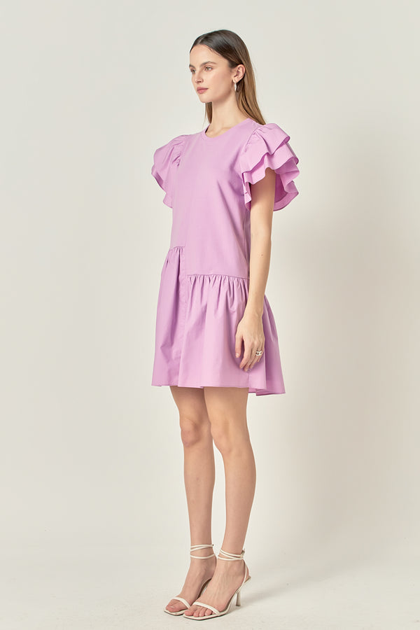 English Factory Layered Ruffles Mini Dress LILAC