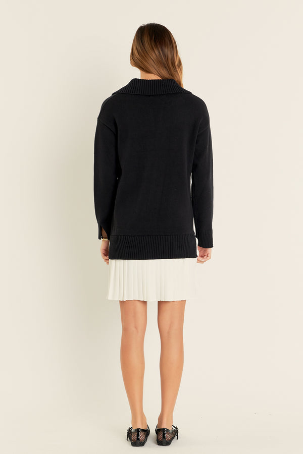 English Factory Layered Sweater Dress BLACK/WHITE