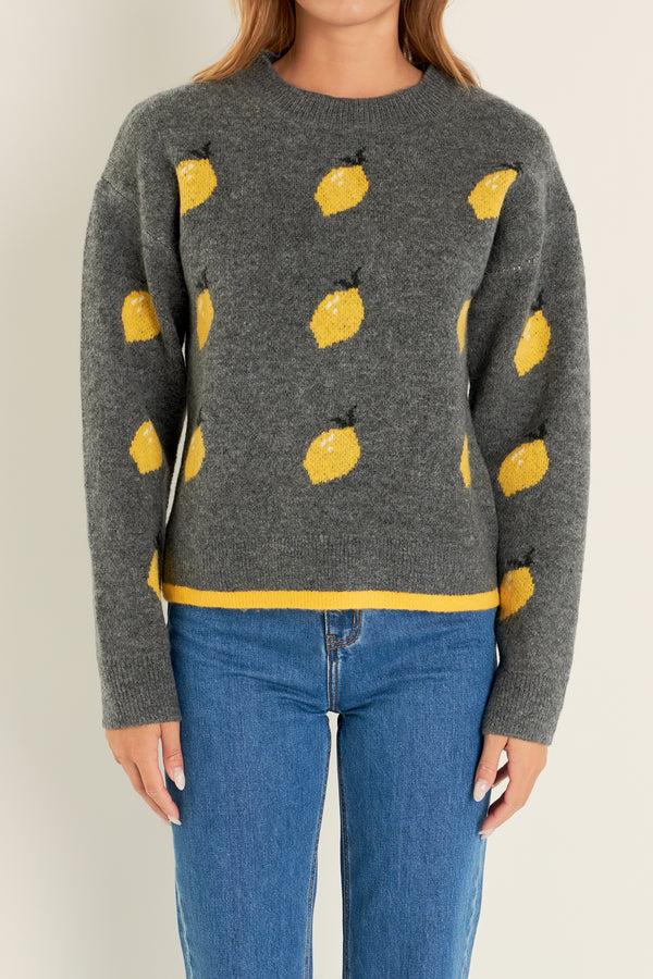 English Factory Lemon Crew Neck Knit CHARCOAL