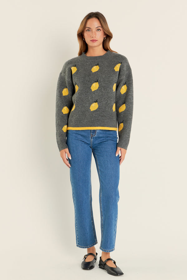 english factory Lemon Crew Neck Knit CHARCOAL
