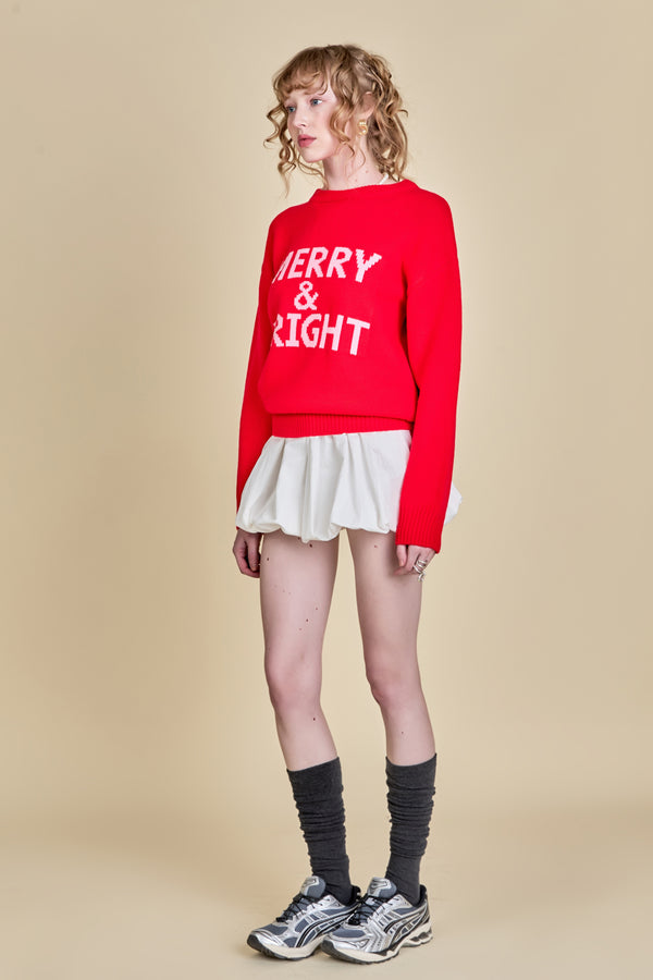 English Factory Lettering Sweater RED