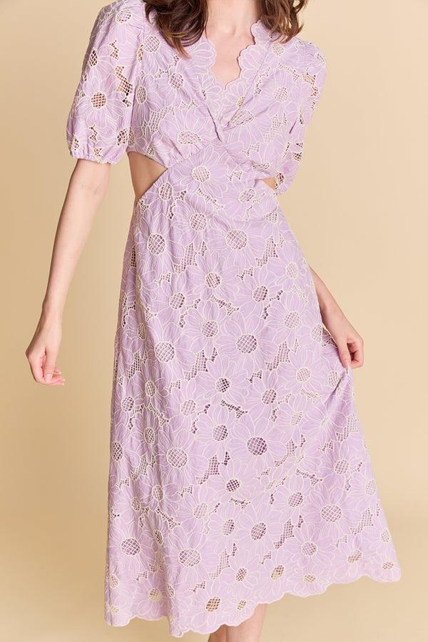 English Factory Lilac Bloom Cutout Dress LILAC