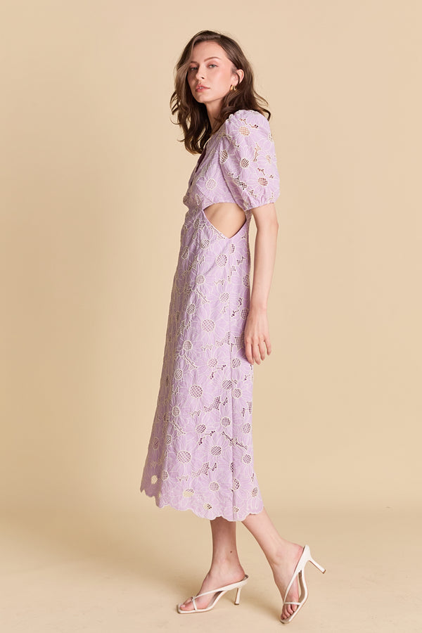 English Factory Lilac Bloom Cutout Dress LILAC