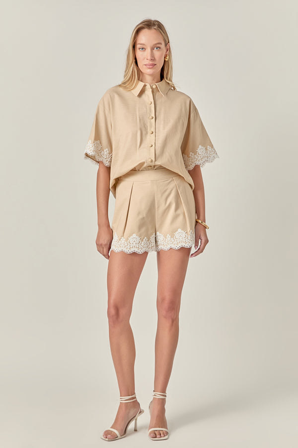 english factory Linen Lace Shirt BEIGE/WHITE