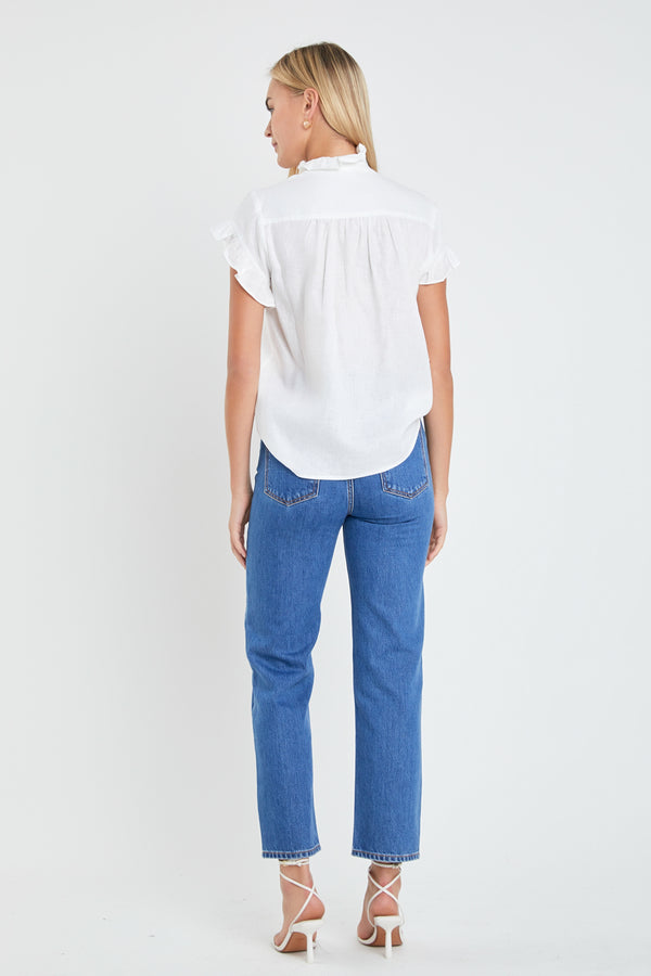 English Factory Linen Ruffle Shirt OFF WHITE