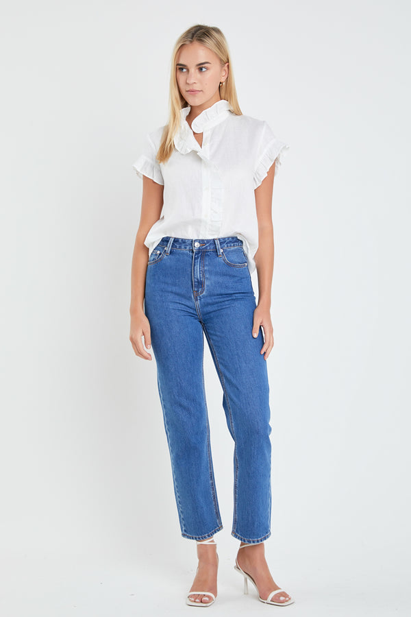 english factory Linen Ruffle Shirt OFF WHITE