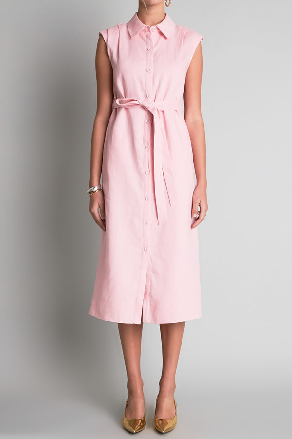 English Factory Linen Shirt Midi Dress LIGHT PINK