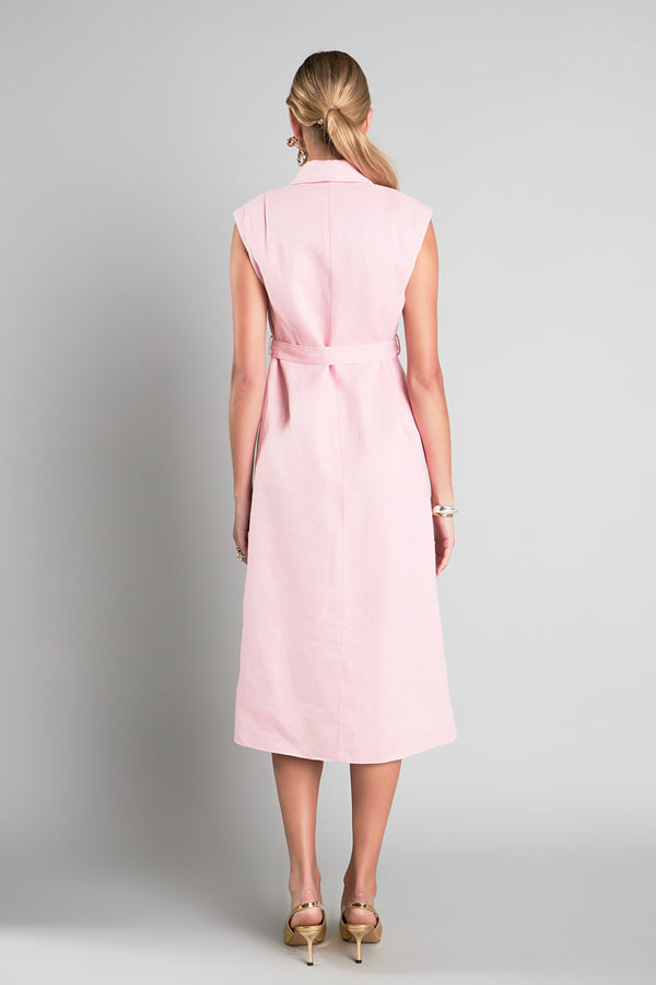 English Factory Linen Shirt Midi Dress LIGHT PINK