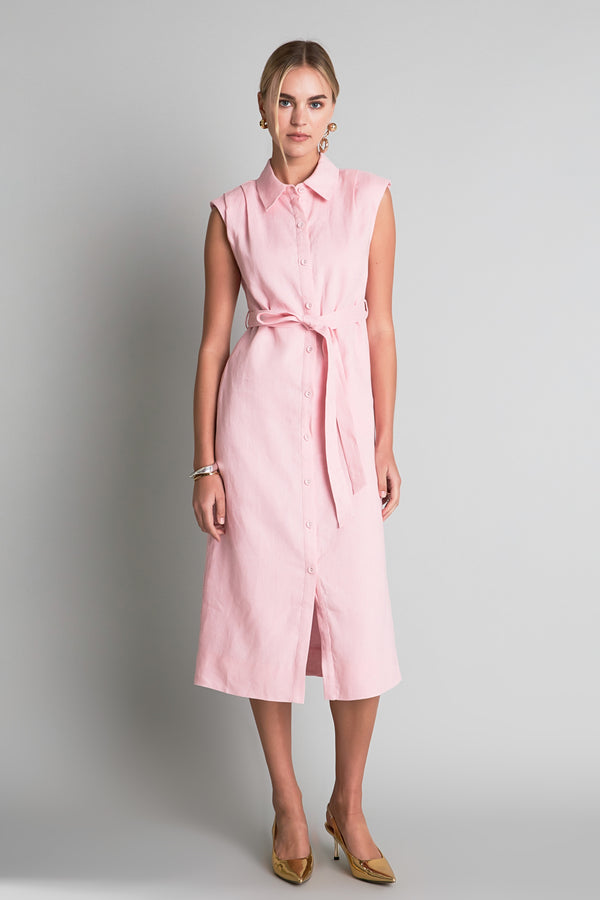 english factory Linen Shirt Midi Dress LIGHT PINK