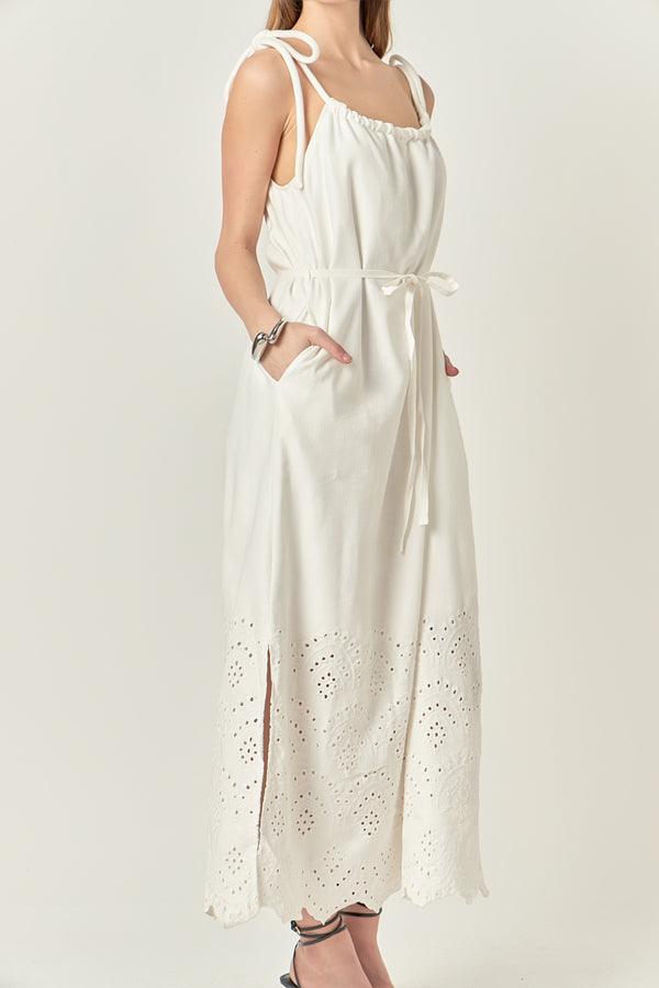 English Factory Linen Sleeveless Dress WHITE
