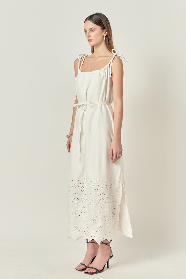 English Factory Linen Sleeveless Dress WHITE