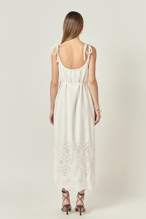 English Factory Linen Sleeveless Dress WHITE