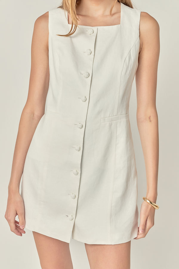 English Factory Linen Sleeveless Mini Dress WHITE