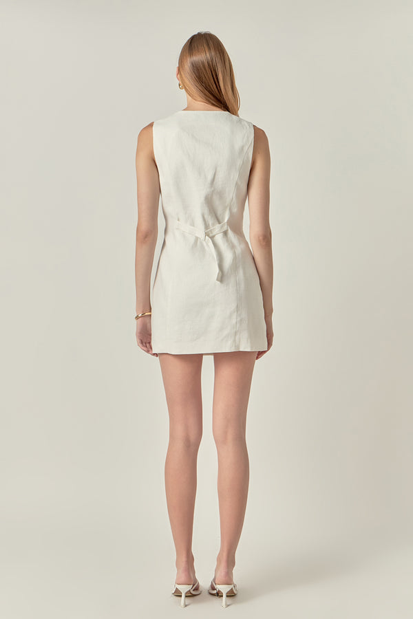 English Factory Linen Sleeveless Mini Dress WHITE