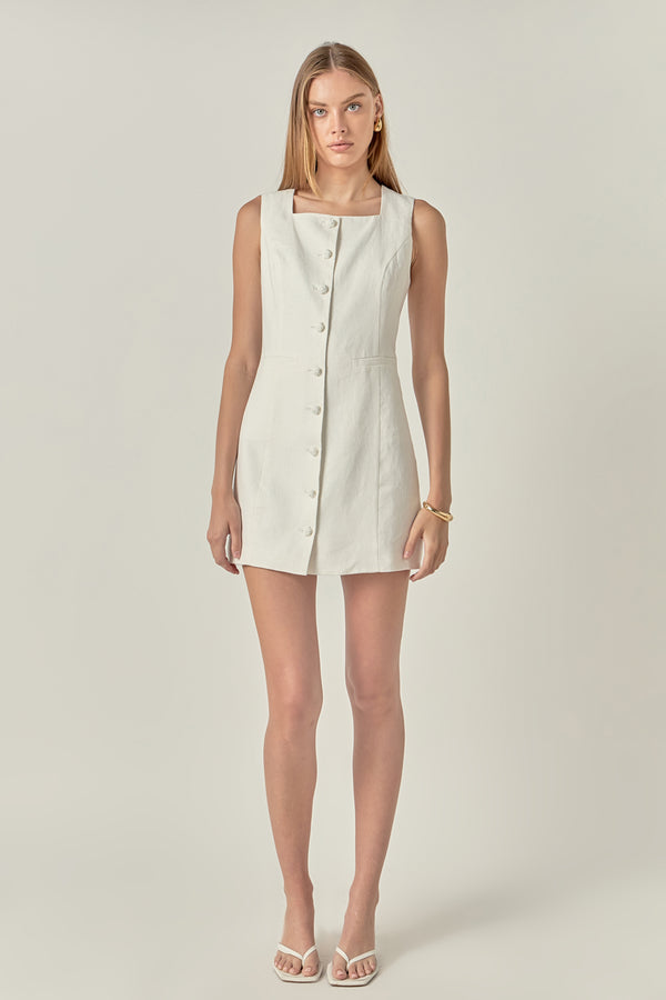 english factory Linen Sleeveless Mini Dress WHITE
