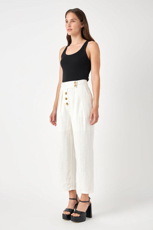 English Factory Linen Trouser Pants OFF WHITE