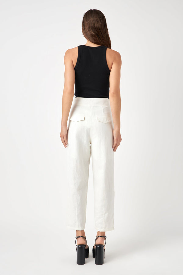 English Factory Linen Trouser Pants OFF WHITE