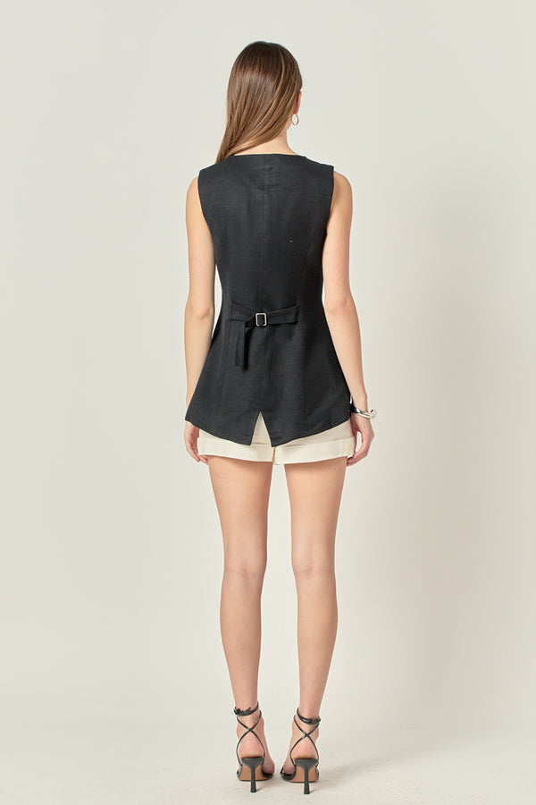 English Factory Linen Waistcoat BLACK