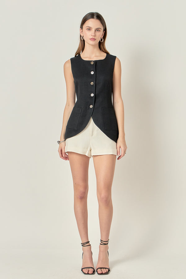 english factory Linen Waistcoat BLACK