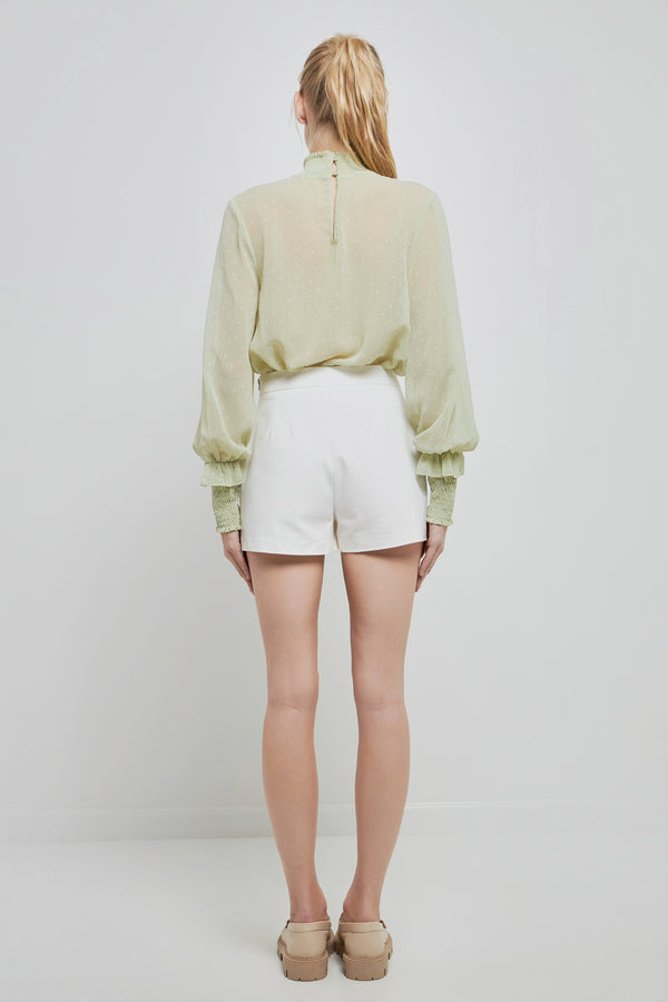 English Factory Long Sleeve Woven Top SAGE