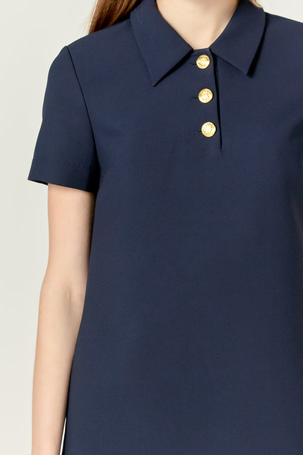 English Factory Luna Polo Shirt Mini Dress NAVY