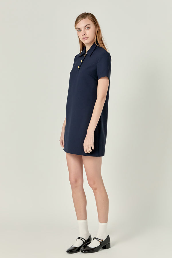 English Factory Luna Polo Shirt Mini Dress NAVY