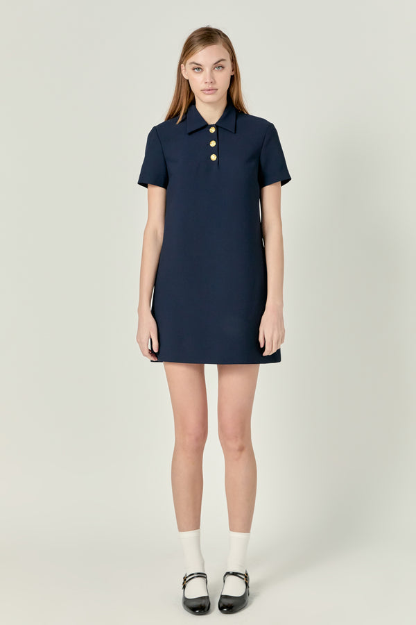 english factory Luna Polo Shirt Mini Dress NAVY