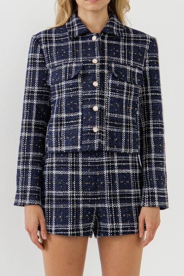 English Factory Lurex With Tweed Jacket NAVY MULTI