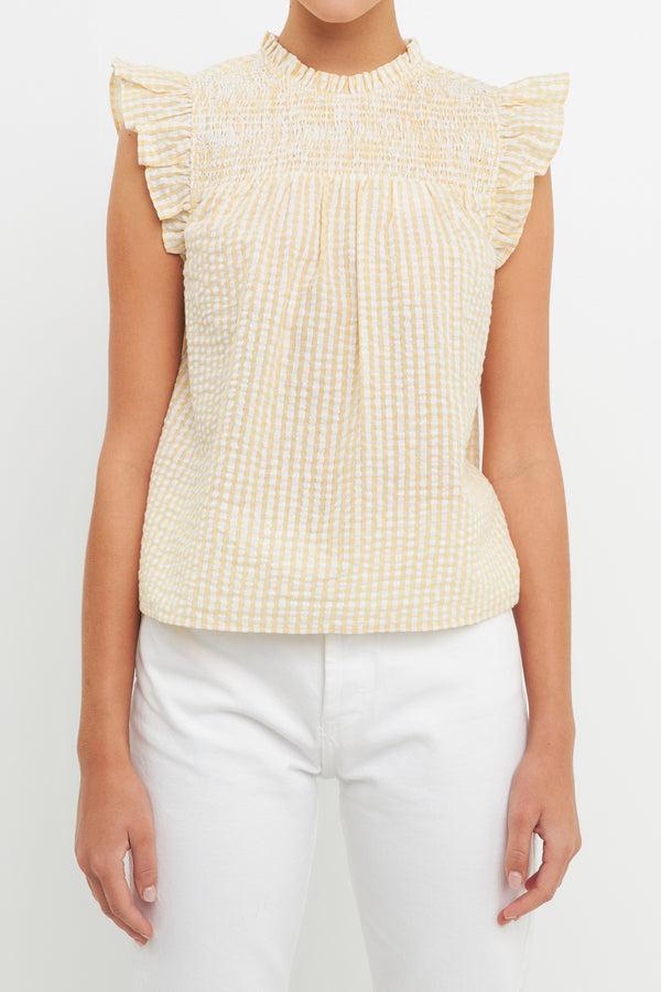 English Factory Metallic Plaid Top YELLOW