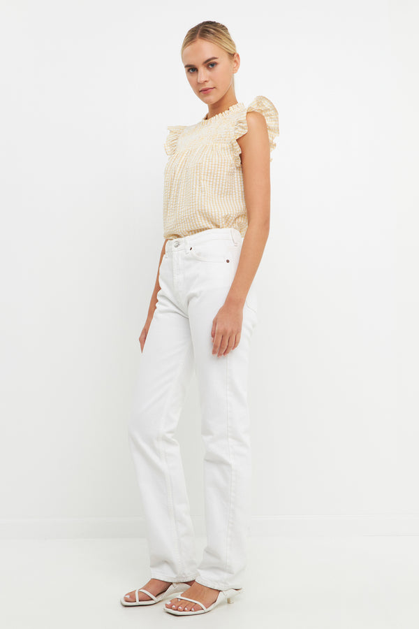 English Factory Metallic Plaid Top YELLOW