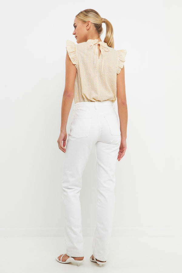 English Factory Metallic Plaid Top YELLOW