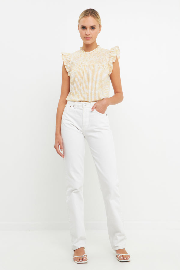 english factory Metallic Plaid Top YELLOW