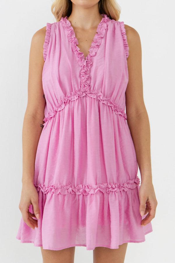English Factory Mini Dress With Ruffle PINK