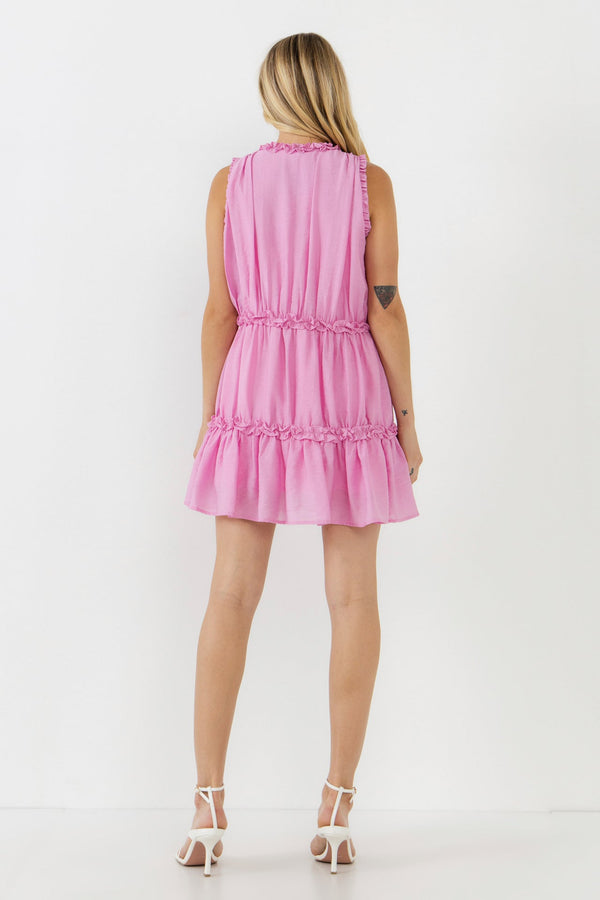 English Factory Mini Dress With Ruffle PINK