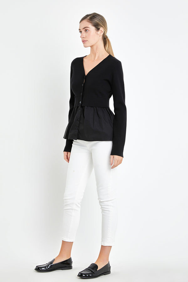 English Factory Mix Media Cardigan BLACK