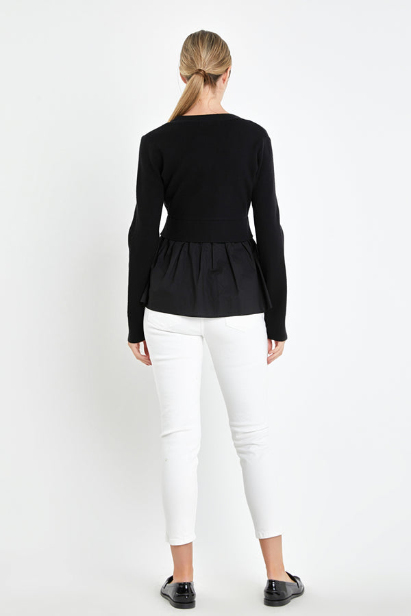 English Factory Mix Media Cardigan BLACK