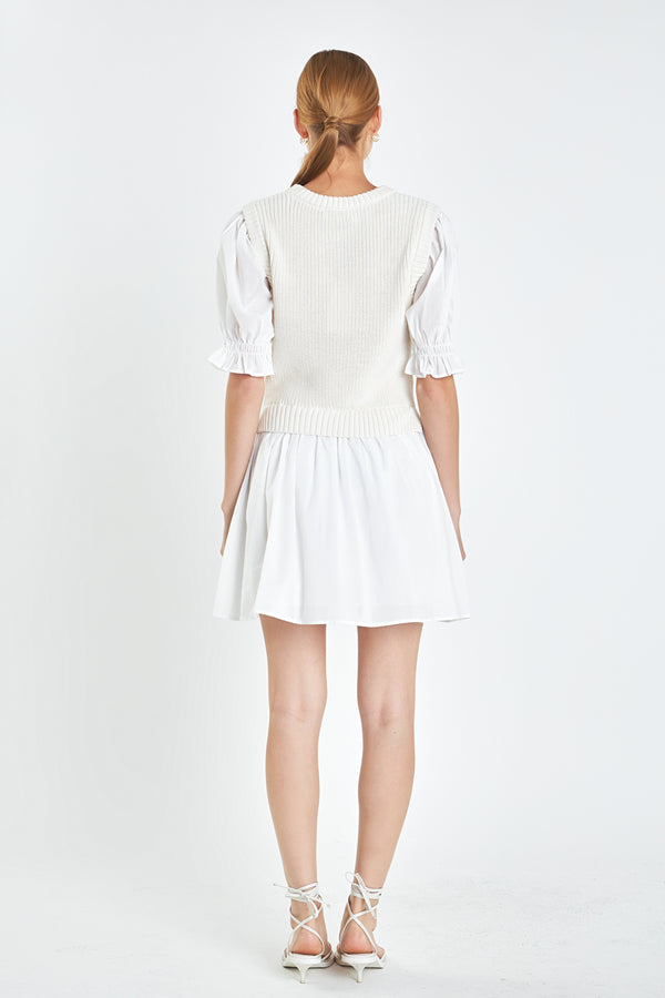English Factory Mix Media Dress In White WHITE