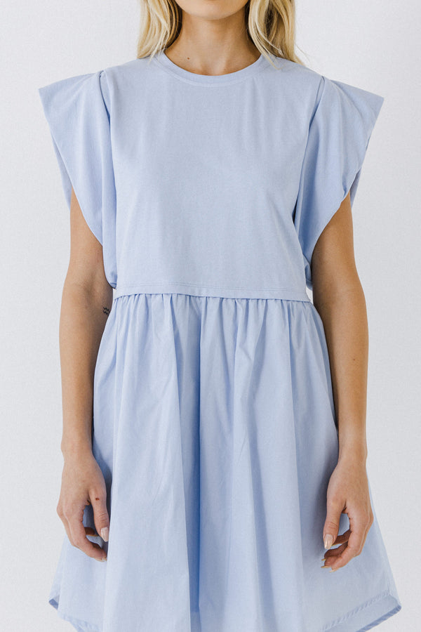 English Factory Mix Media Mini Dress BLUE