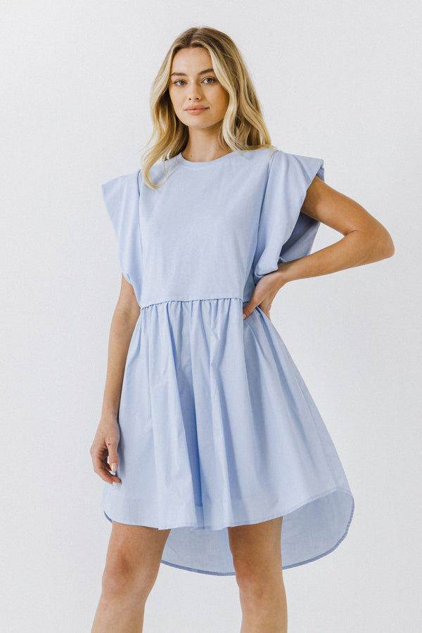 English Factory Mix Media Mini Dress BLUE