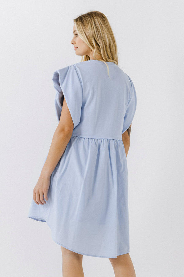English Factory Mix Media Mini Dress BLUE