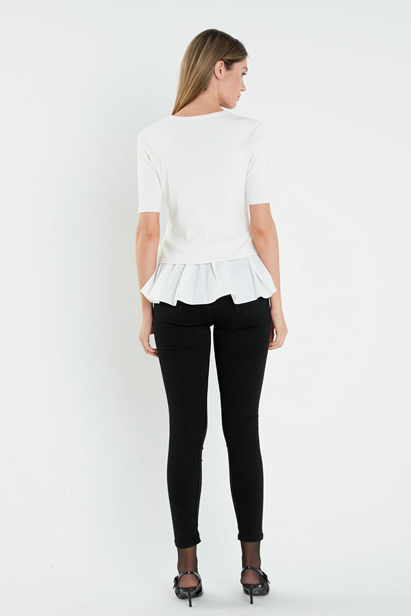 English Factory Mix Media Sweater WHITE