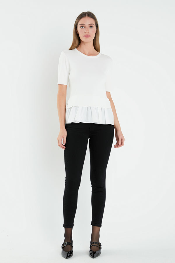 english factory Mix Media Sweater WHITE