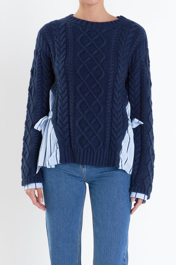 English Factory Mix Media Top NAVY